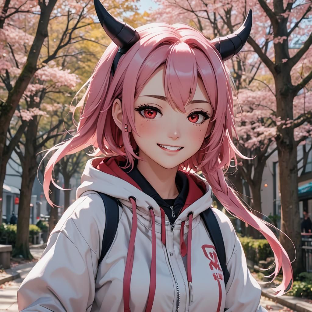 Nakiri Ayame in Vivid Anime Style Concept Art