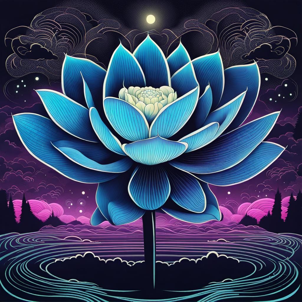 Burning Lotus Flower in Flames: Anamorphic Art