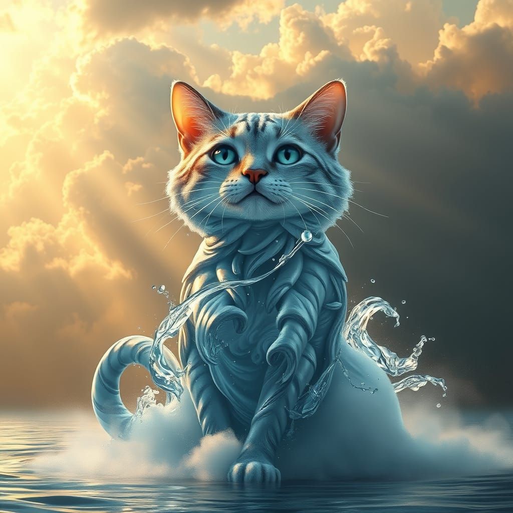 Water Cat: A Crystalline Digital Masterpiece