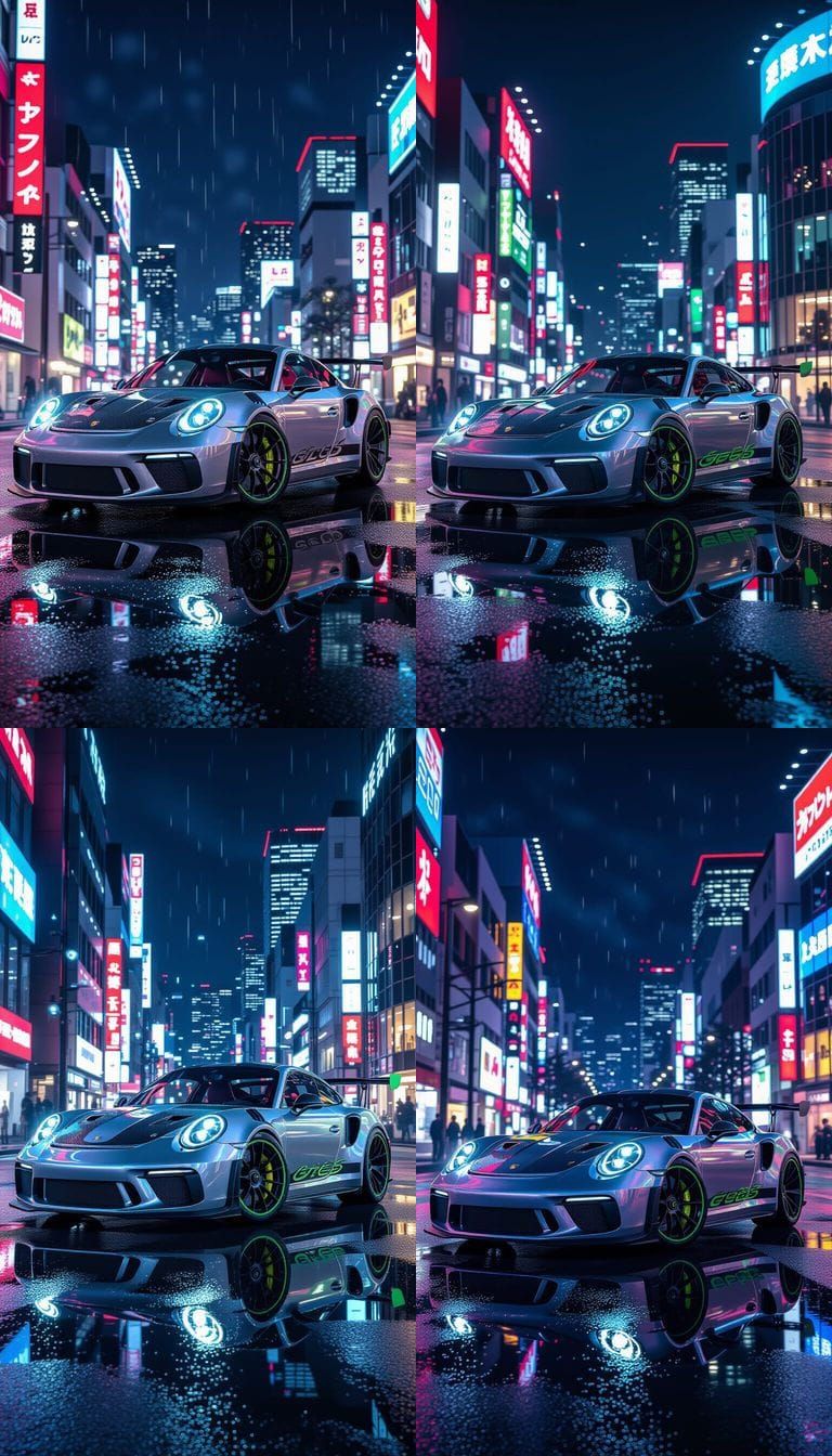 Porsche 911 GT3 RS in Cyberpunk Tokyo