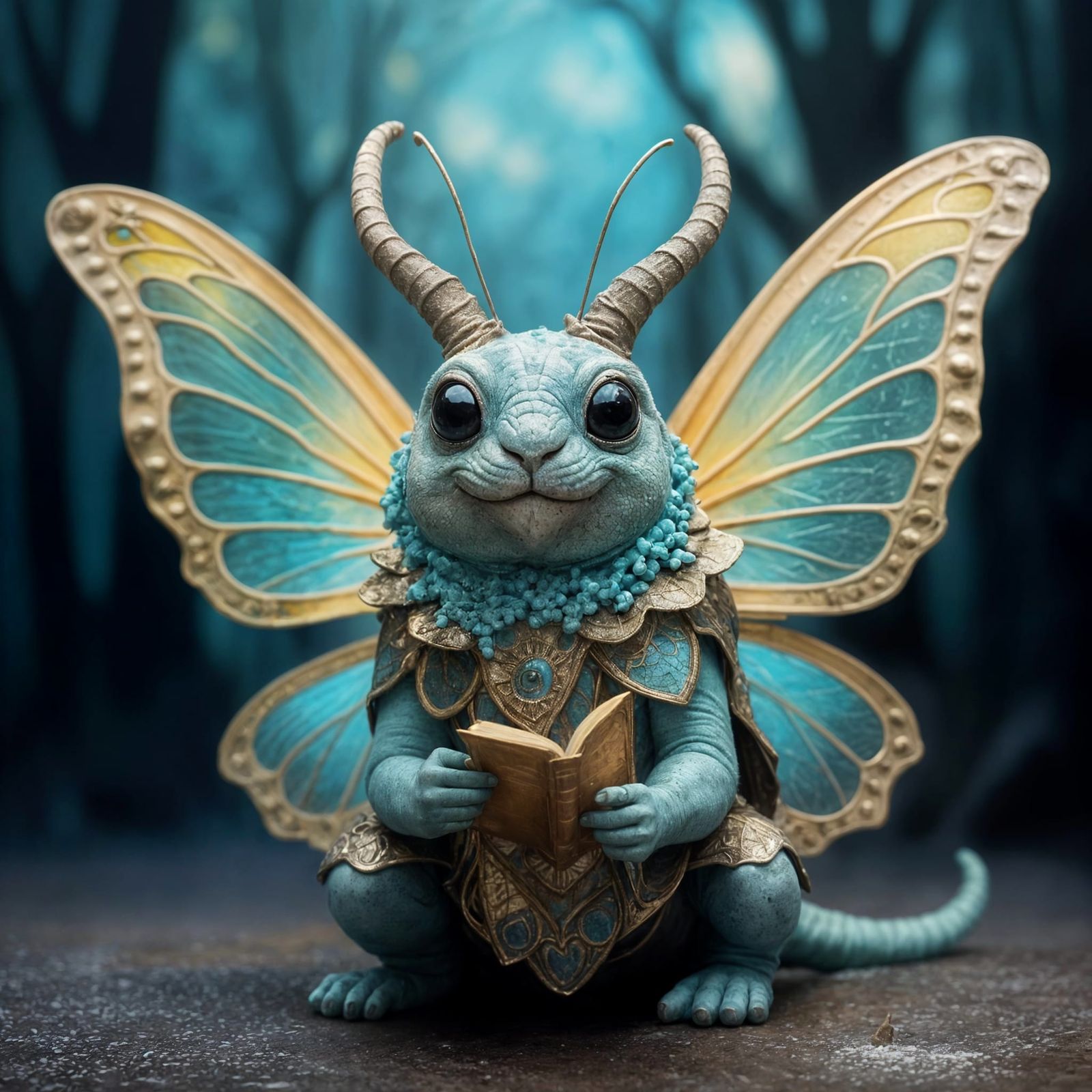 Rainbow-Colored Mythical Creature with Iridescent Wings and...