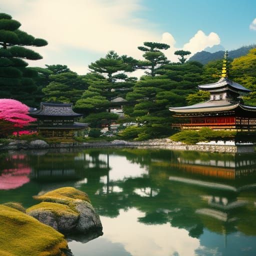 Anime Woman in Old Japanese Village