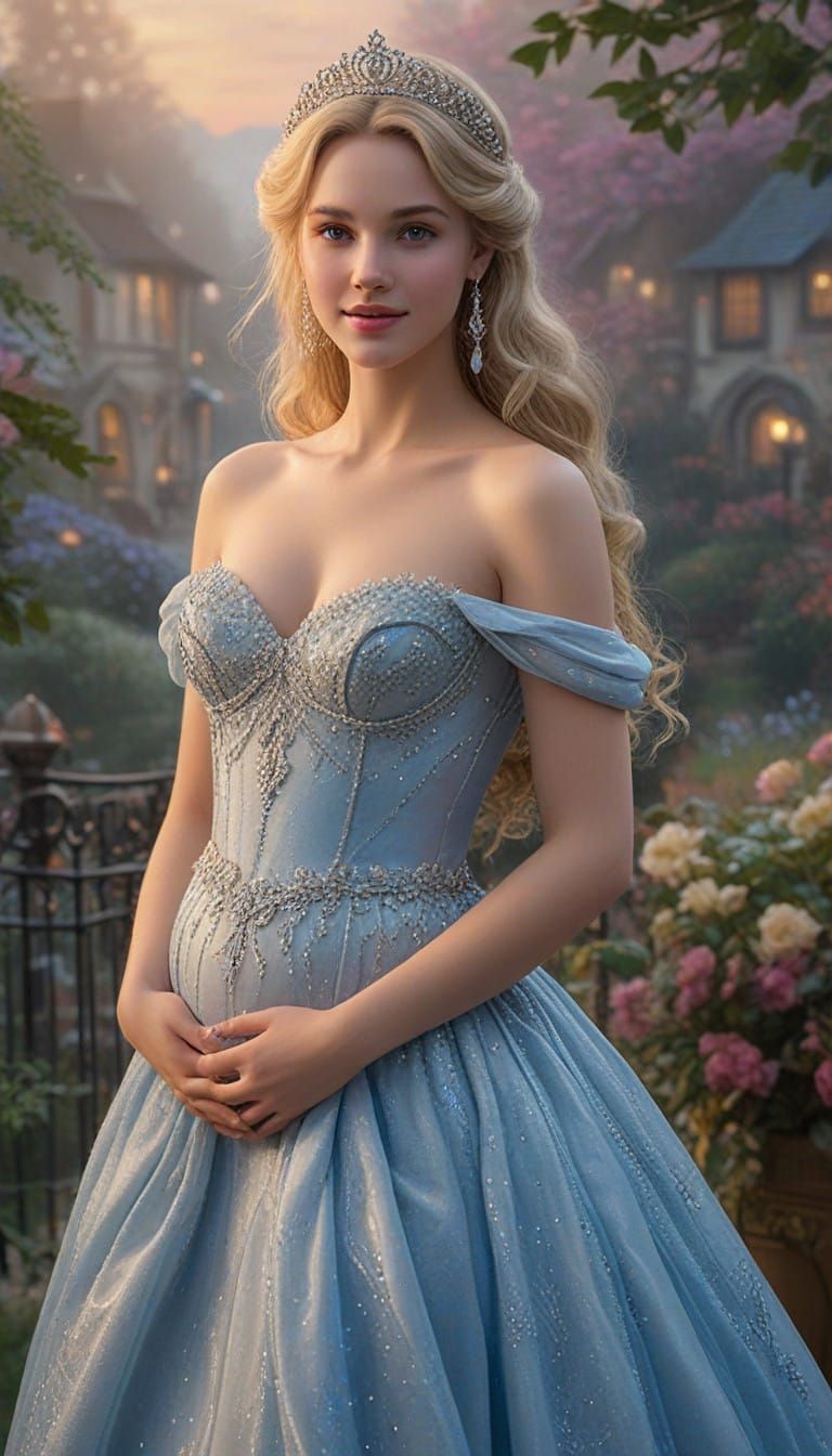 Gentle Cinderella in Whimsical Ball Gown