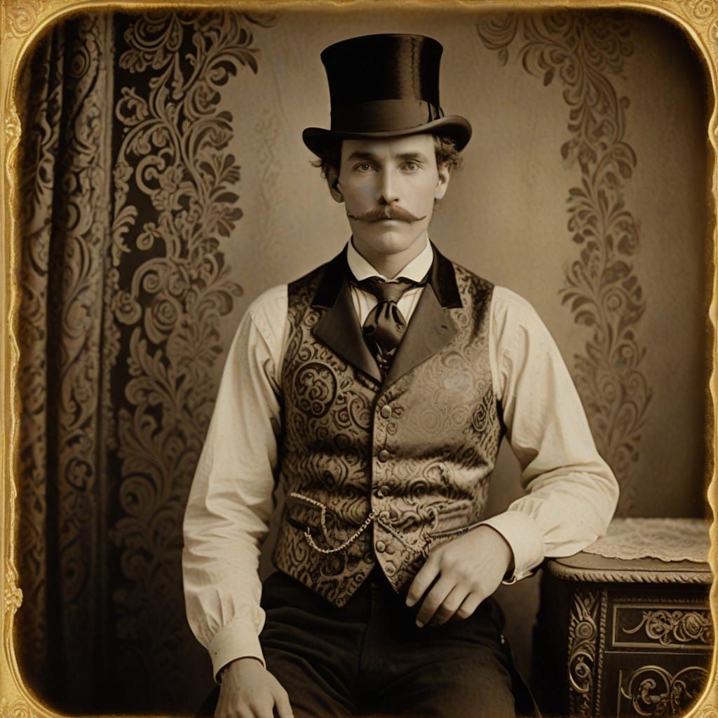 Elegant Victorian Gentleman in Sepia-Toned Daguerreotype
