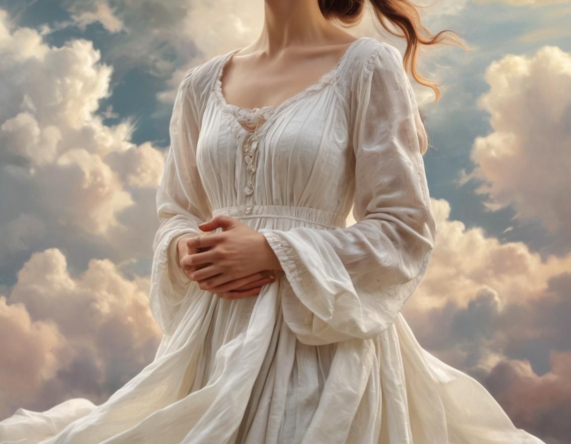 Romantic Woman in Impressionistic Oil Painting