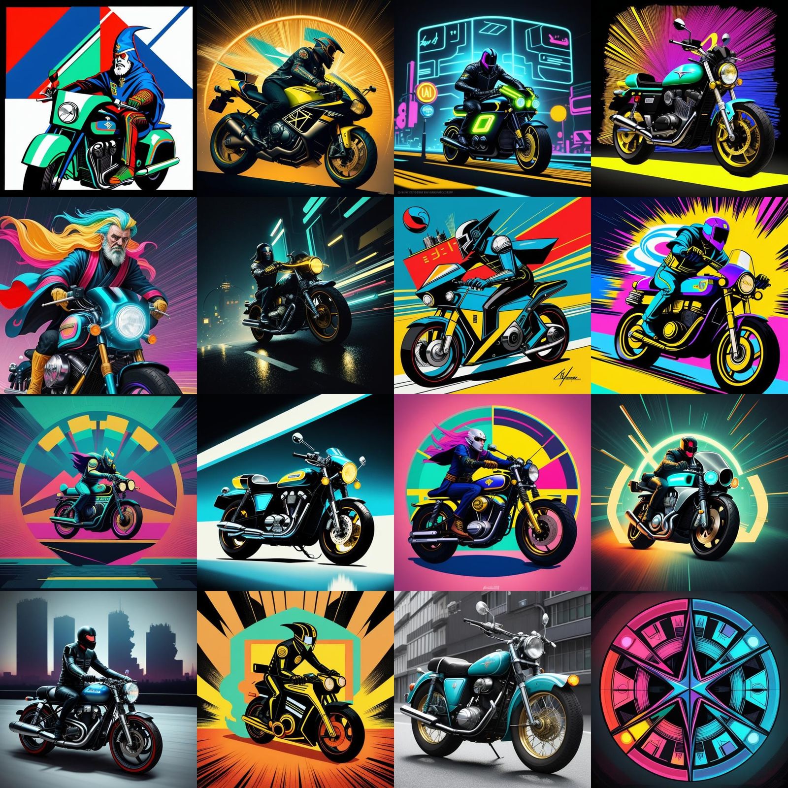 Wizard on Motorcycle in Pop Art Style