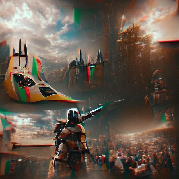 Armored Figure in Futuristic Setting