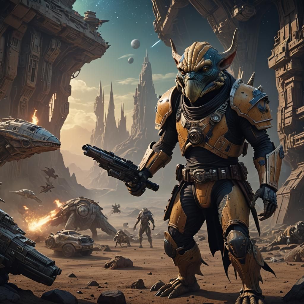 Space Pirate Centauri Gungan Hybrid in Detailed Matte Painti...