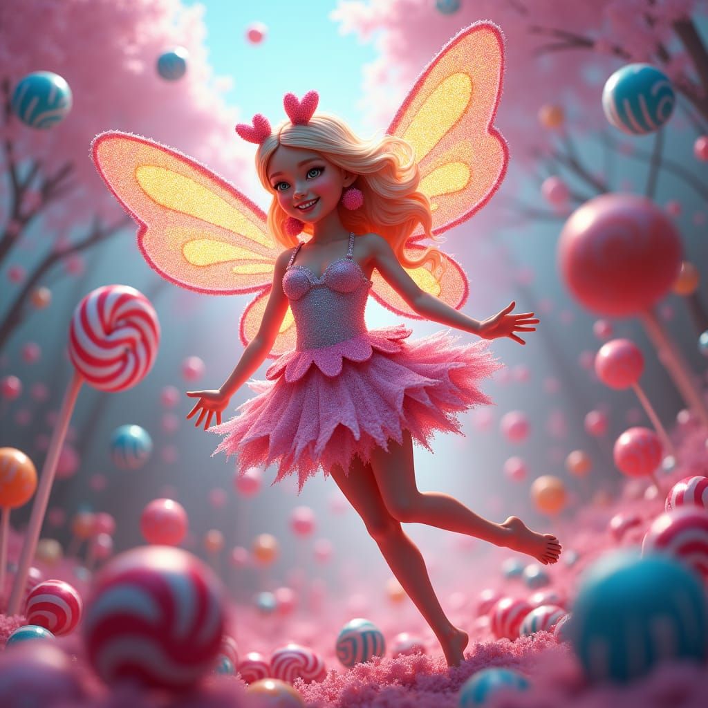 Candy Fairy in a Hyper-Detailed Digital Dreamscape
