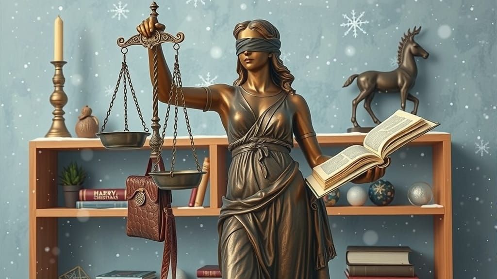 Justice Brings Balance to Festive Winter Scene