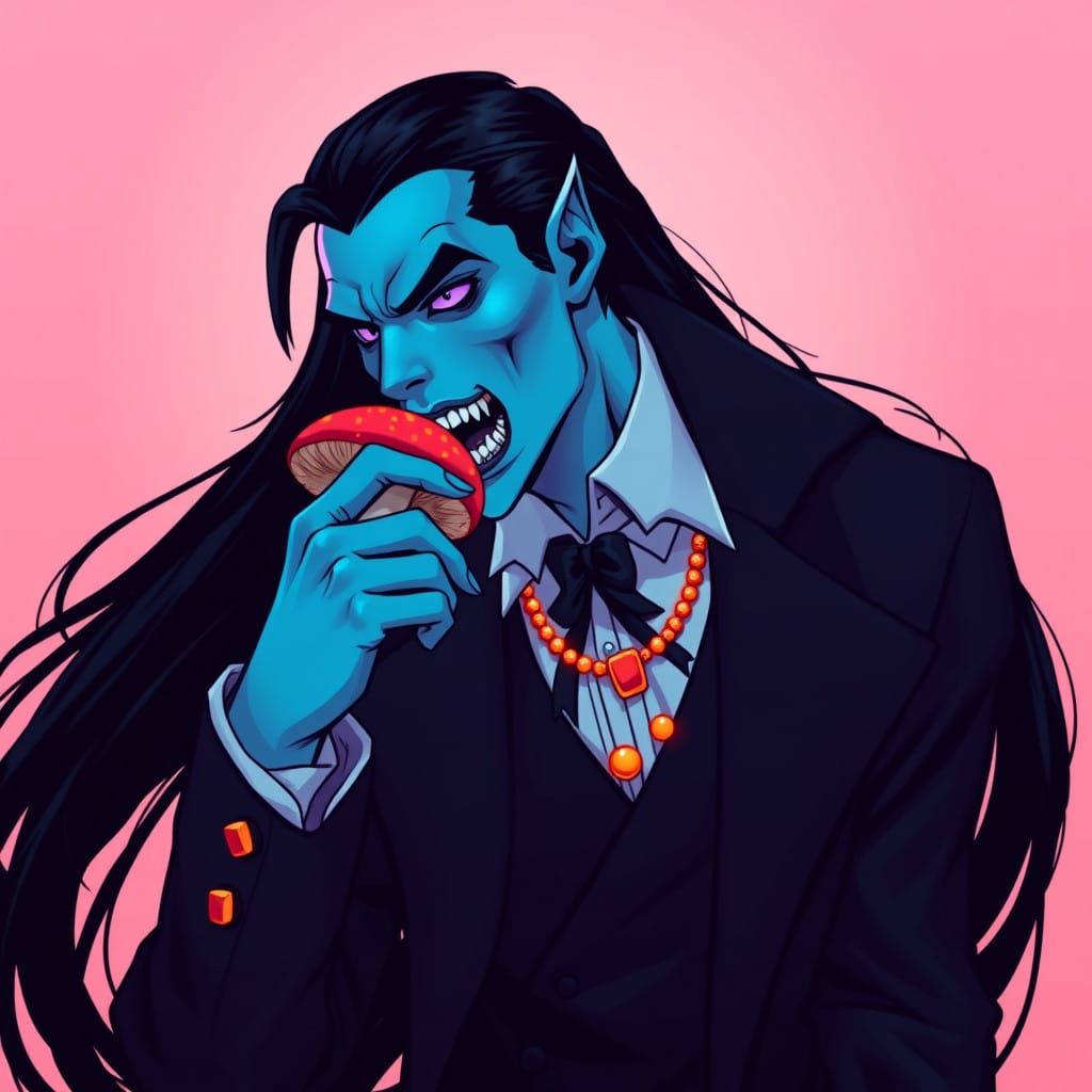 Ethereal Dracula in Neon Anime Style