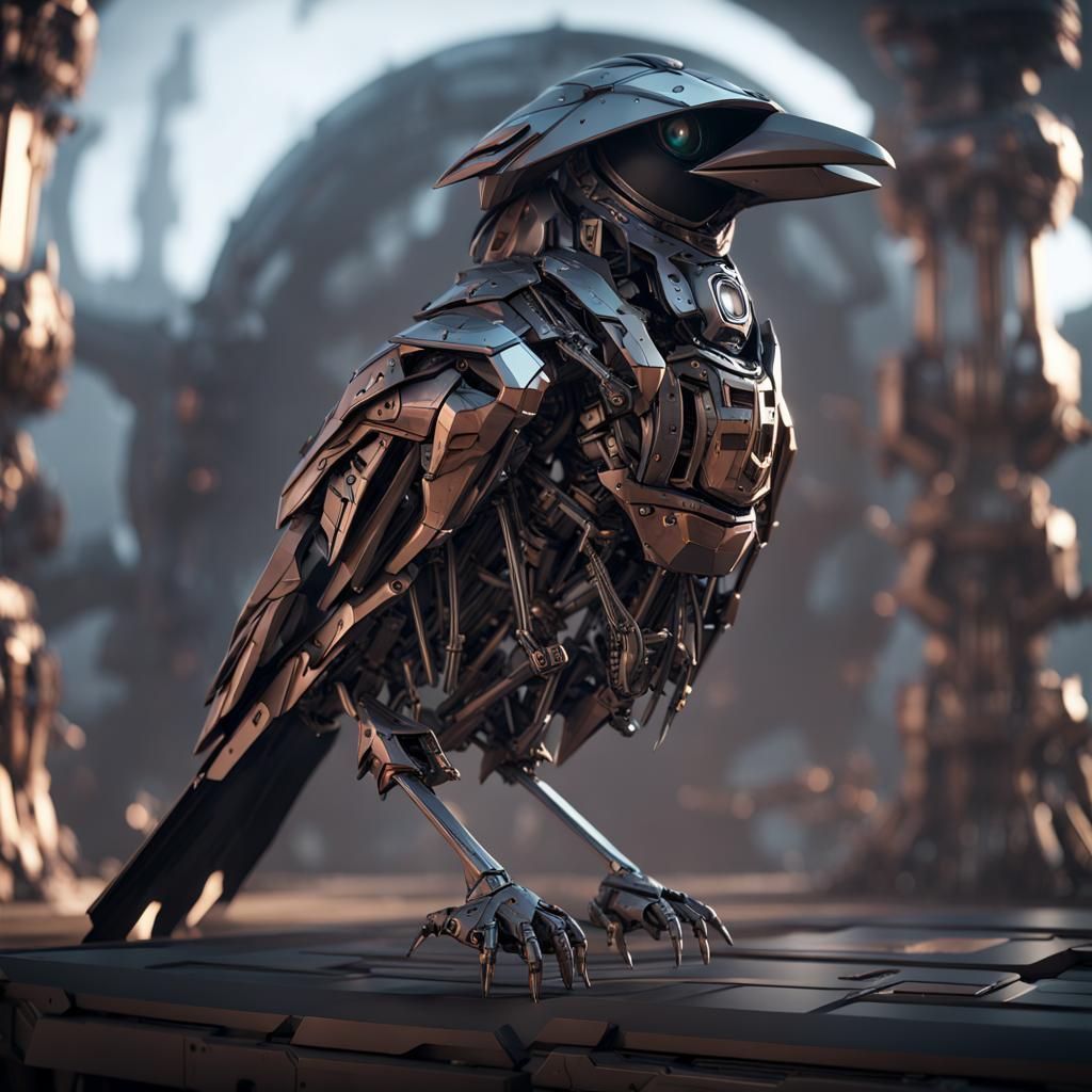 Futuristic Kenku Robot with Intricate Mech Details