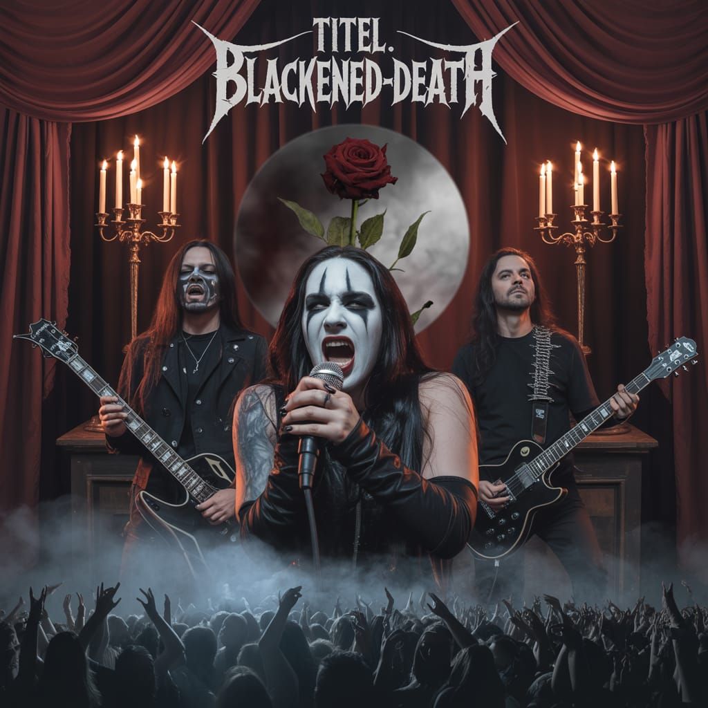 Blackened Death Metal Band Performance on Gothic Stage