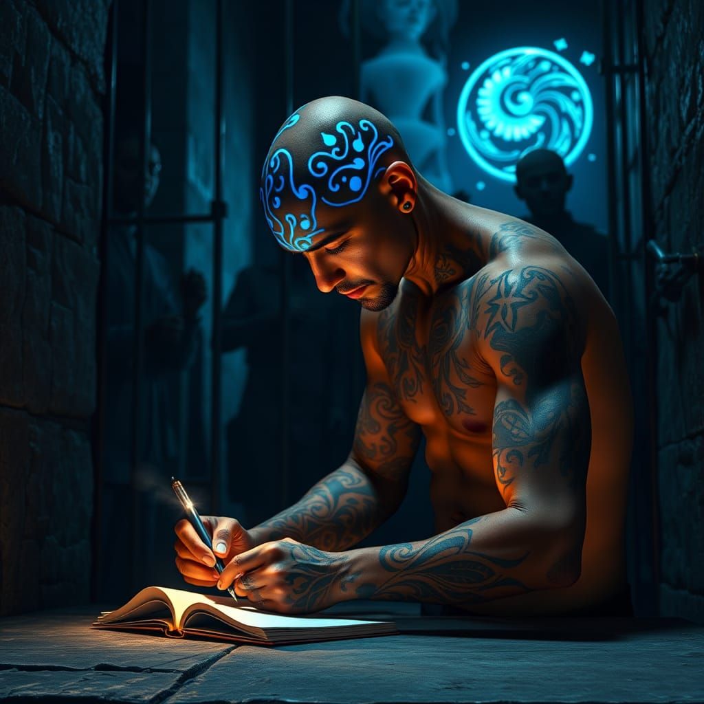 Tattooed Poet's Prison Art: Surreal Dark Fantasy