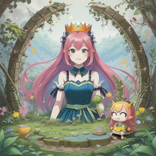 Bowsette, vines, leaves, flowers, trees, plants, flowers, co...