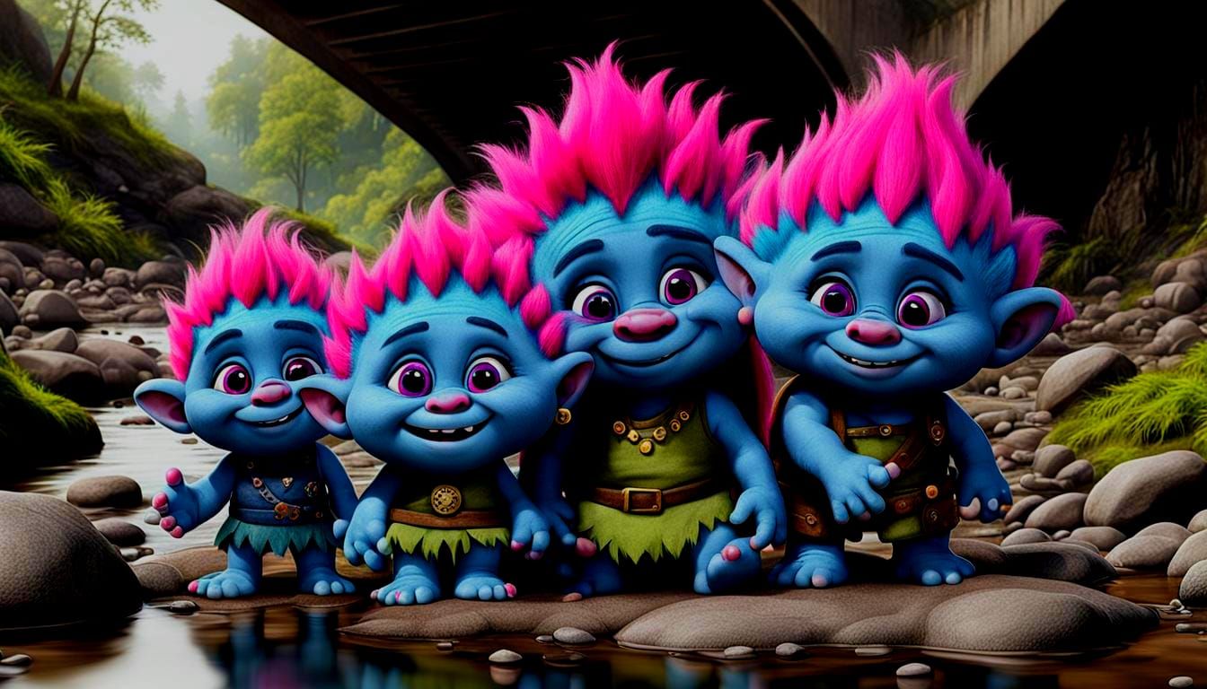 The Troll Family Enjoying Their Day Together