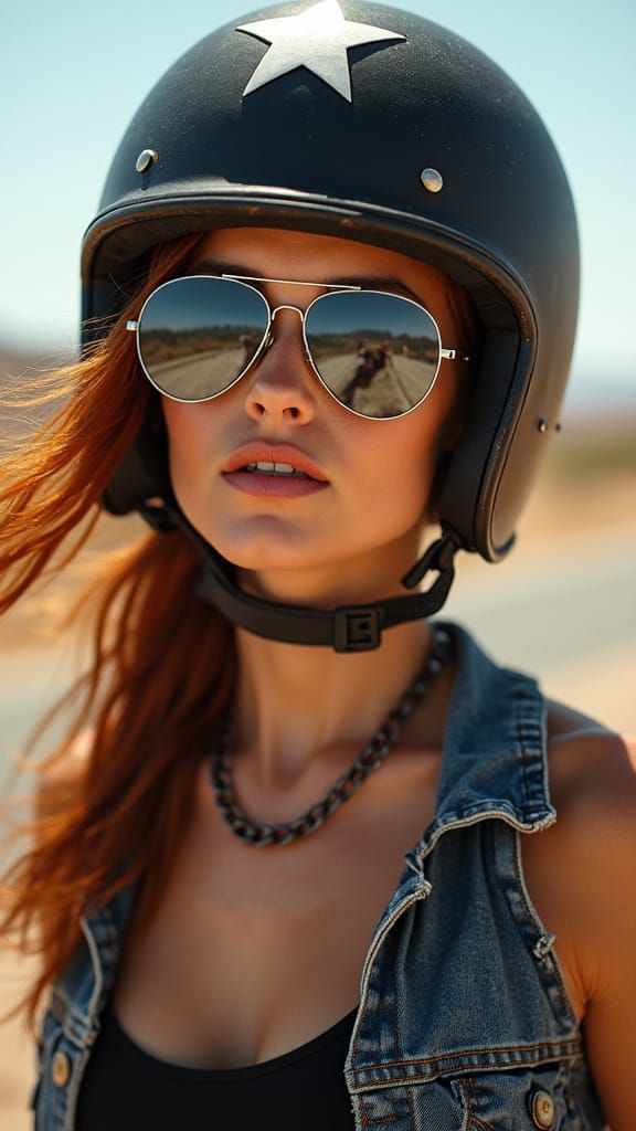 Surreal Biker Chick in Cyberpunk Style