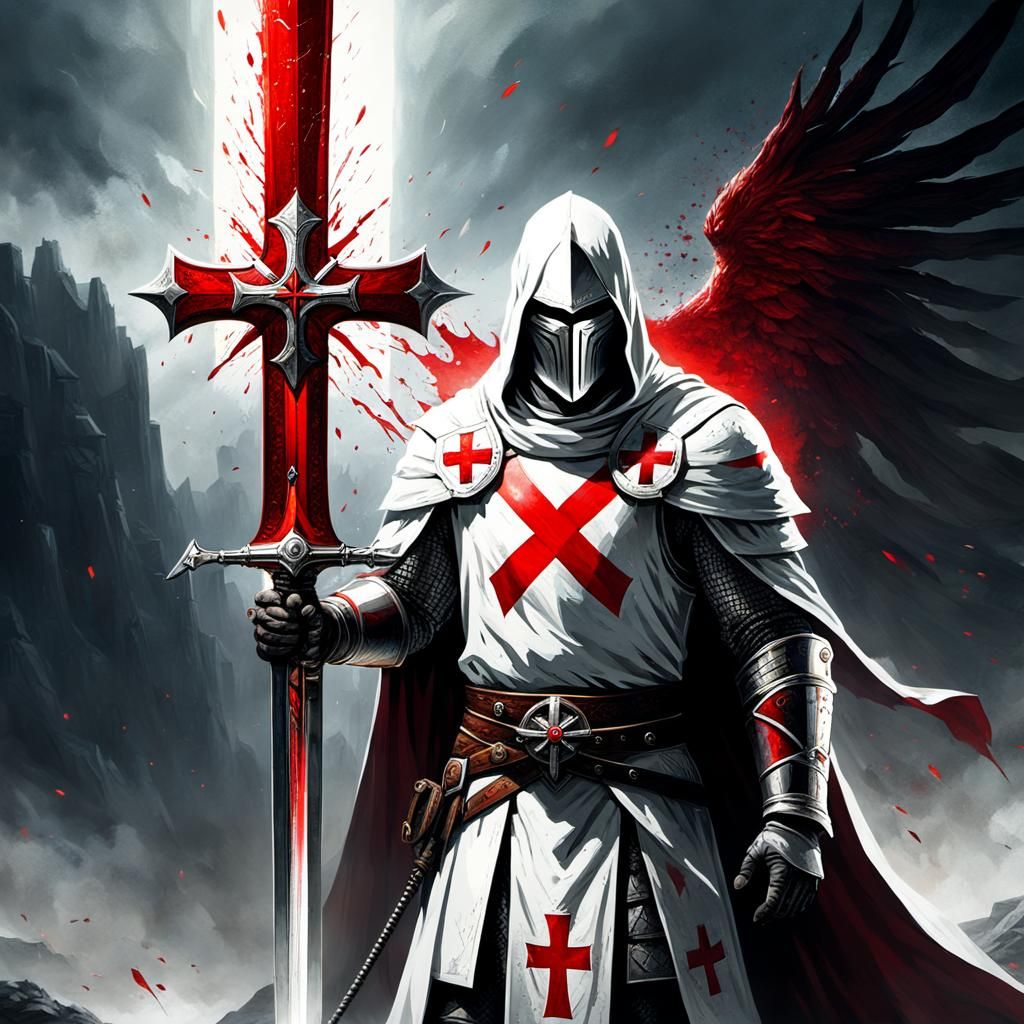 Epic Templar Knight with Glowing Sword