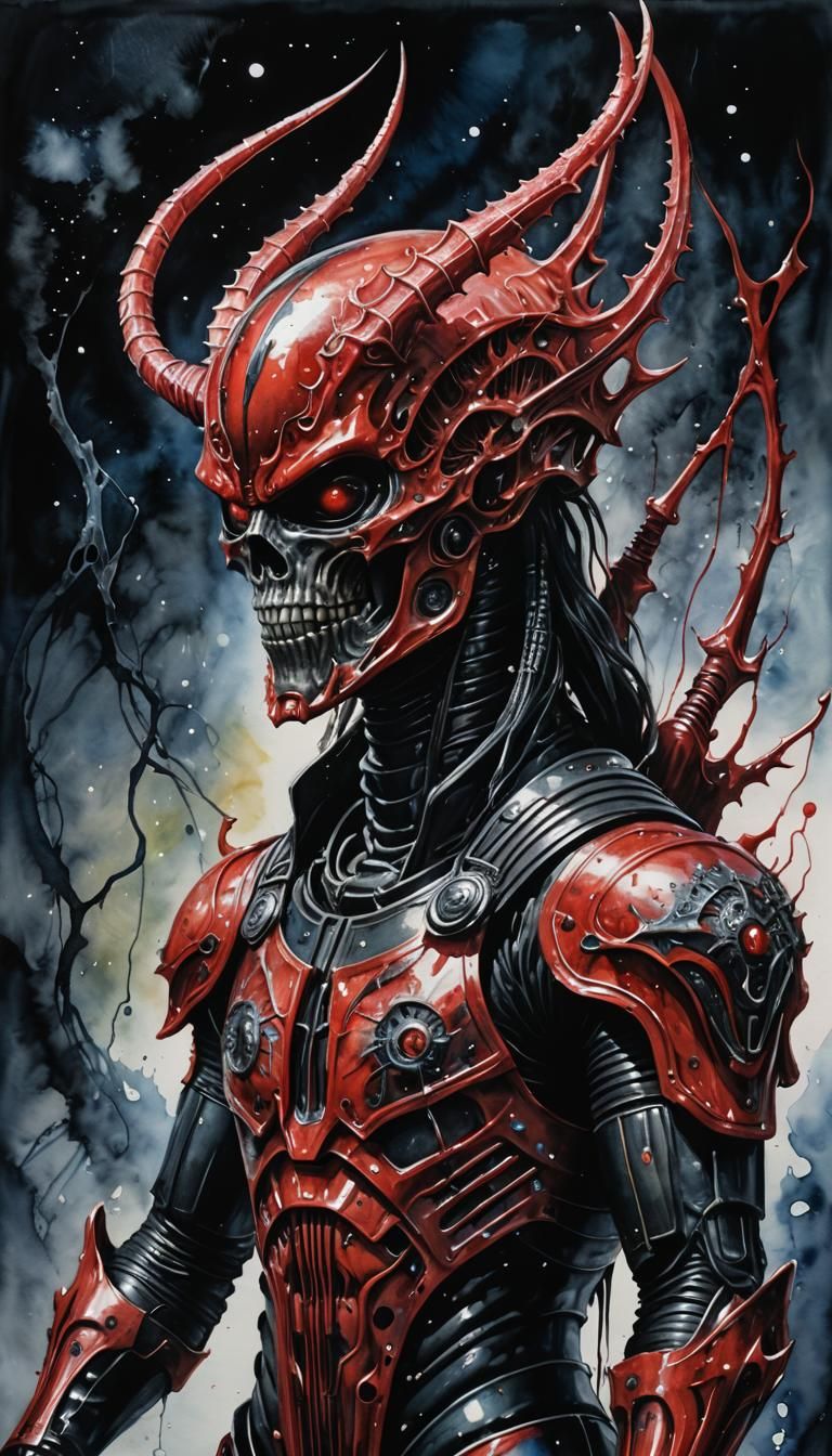 Cosmic God Archer in Hyperdetailed Watercolor