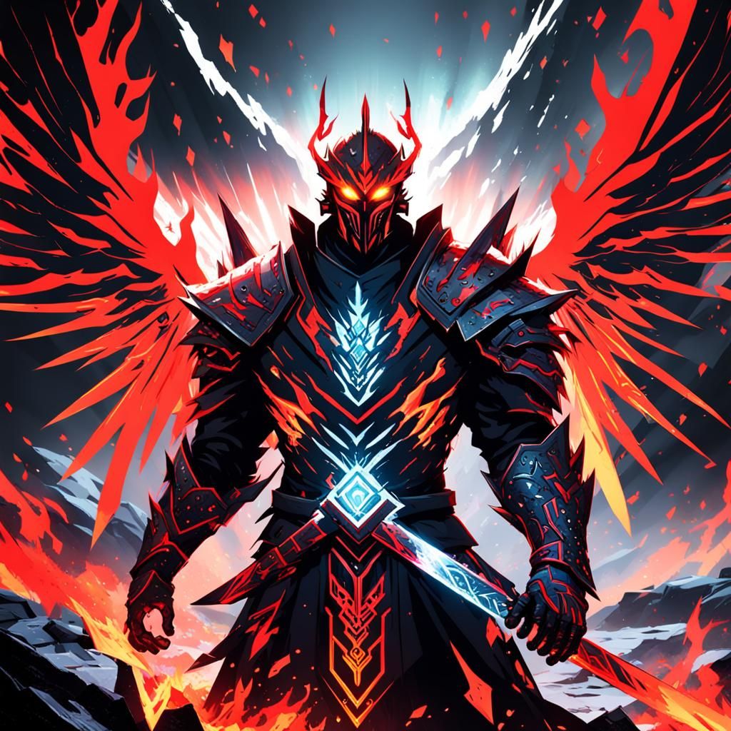Anime Fire and Ice Assassin with Rune Armor