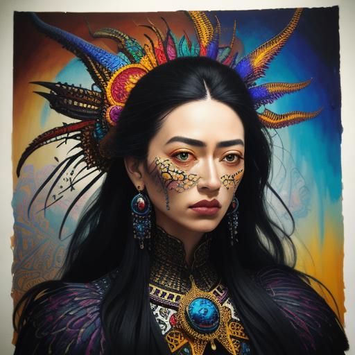 Surrealist Woman Surrounded by Superstition Objects