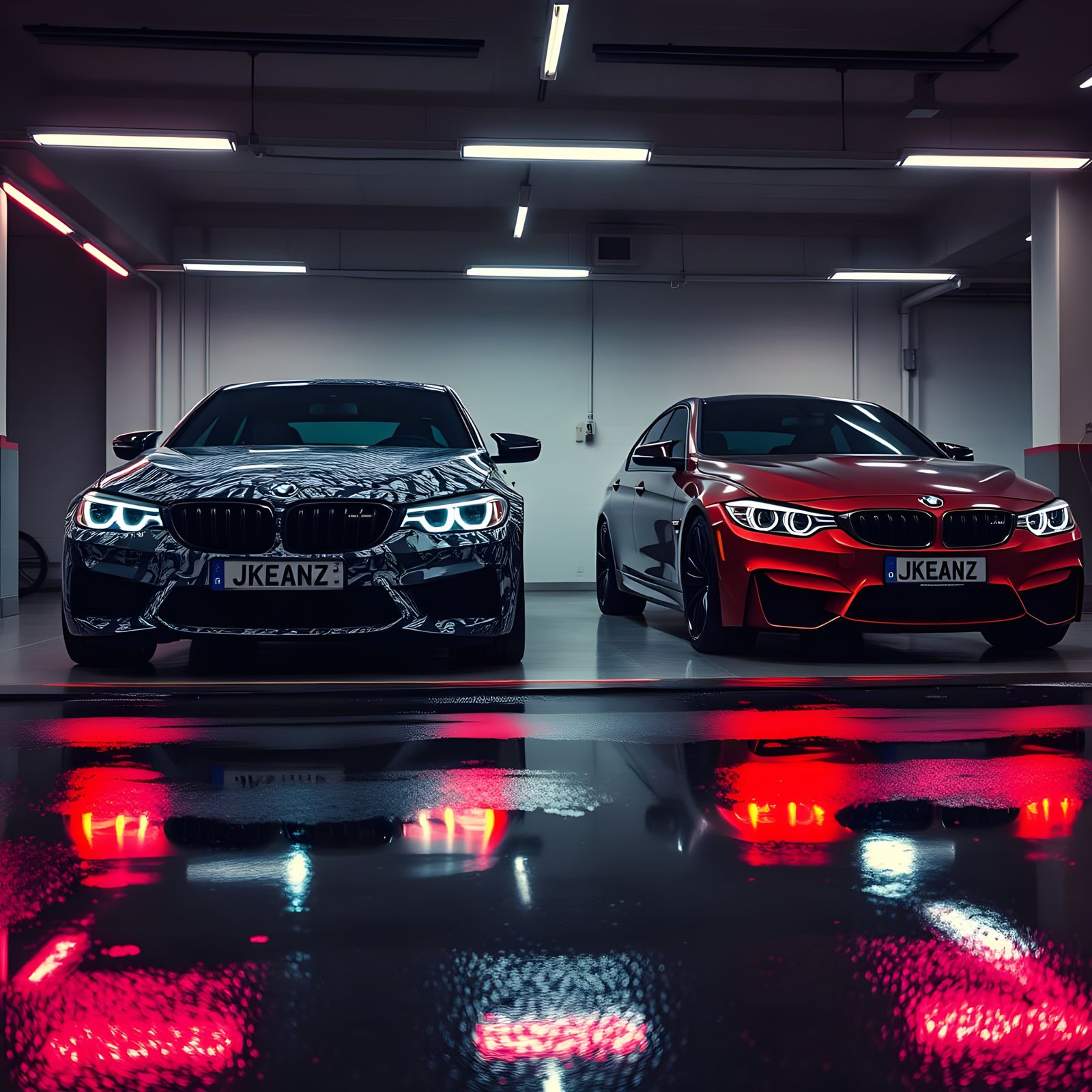 Luxury BMW M5 and M3 in Modern Garage