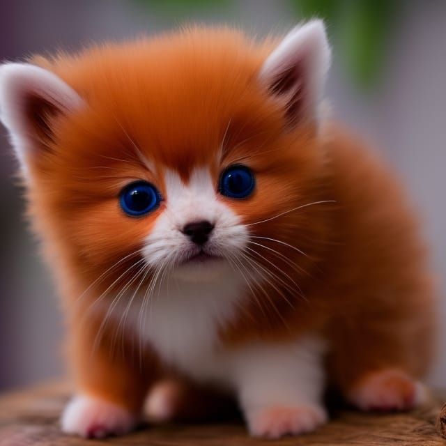 Adorable Red Panda Kitten in Gouache Wonderland