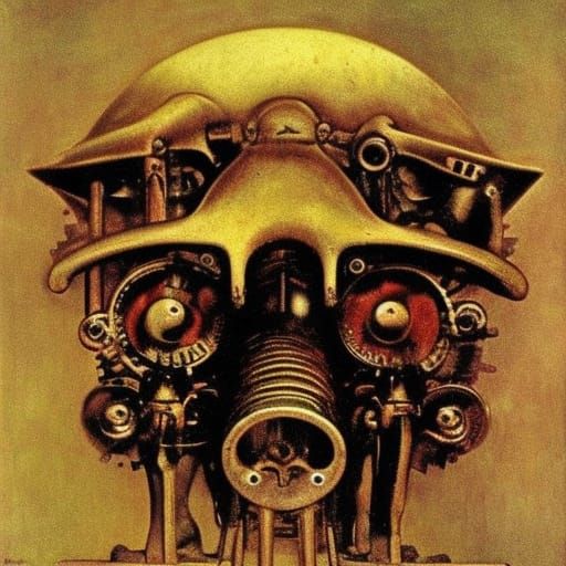 Death Metal Album Cover: Steampunk Horror Engine