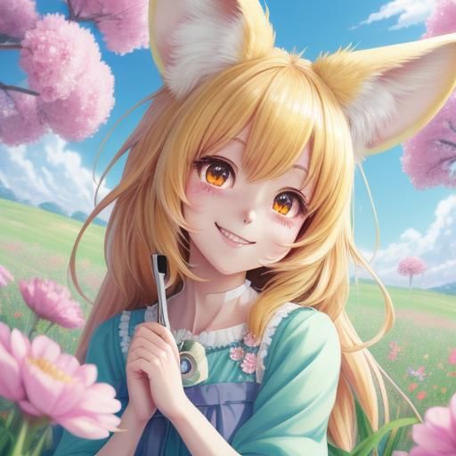 Adorable Fennec Girl in Kawaii Anime Style