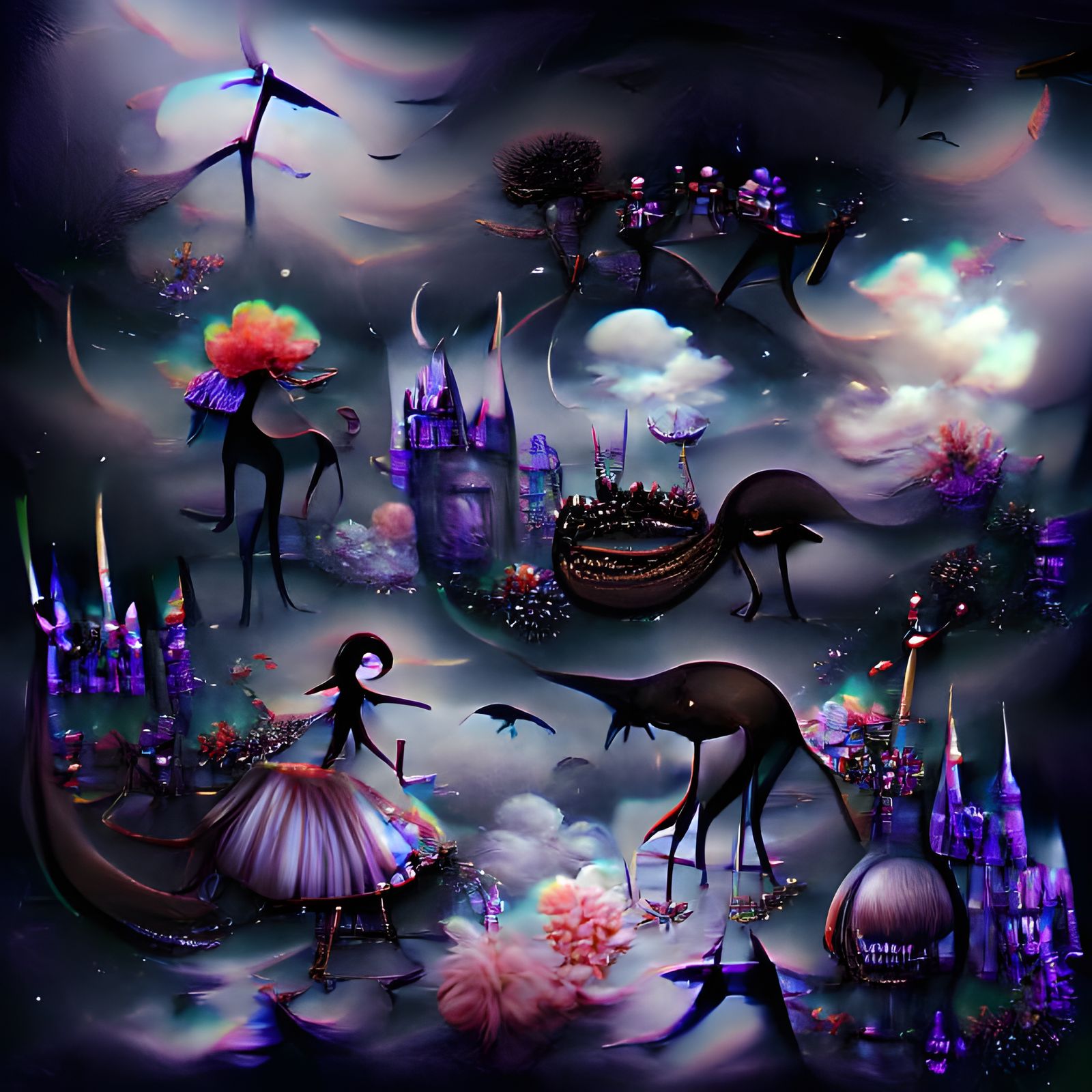 Dark Whimsical Fantasy World: A Peaceful Scene