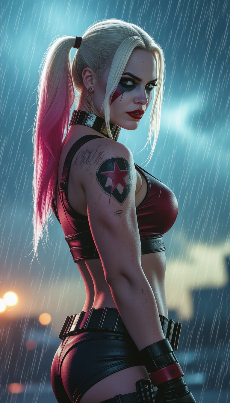 Harley Quinn Power Pose in Ash Thorp Style
