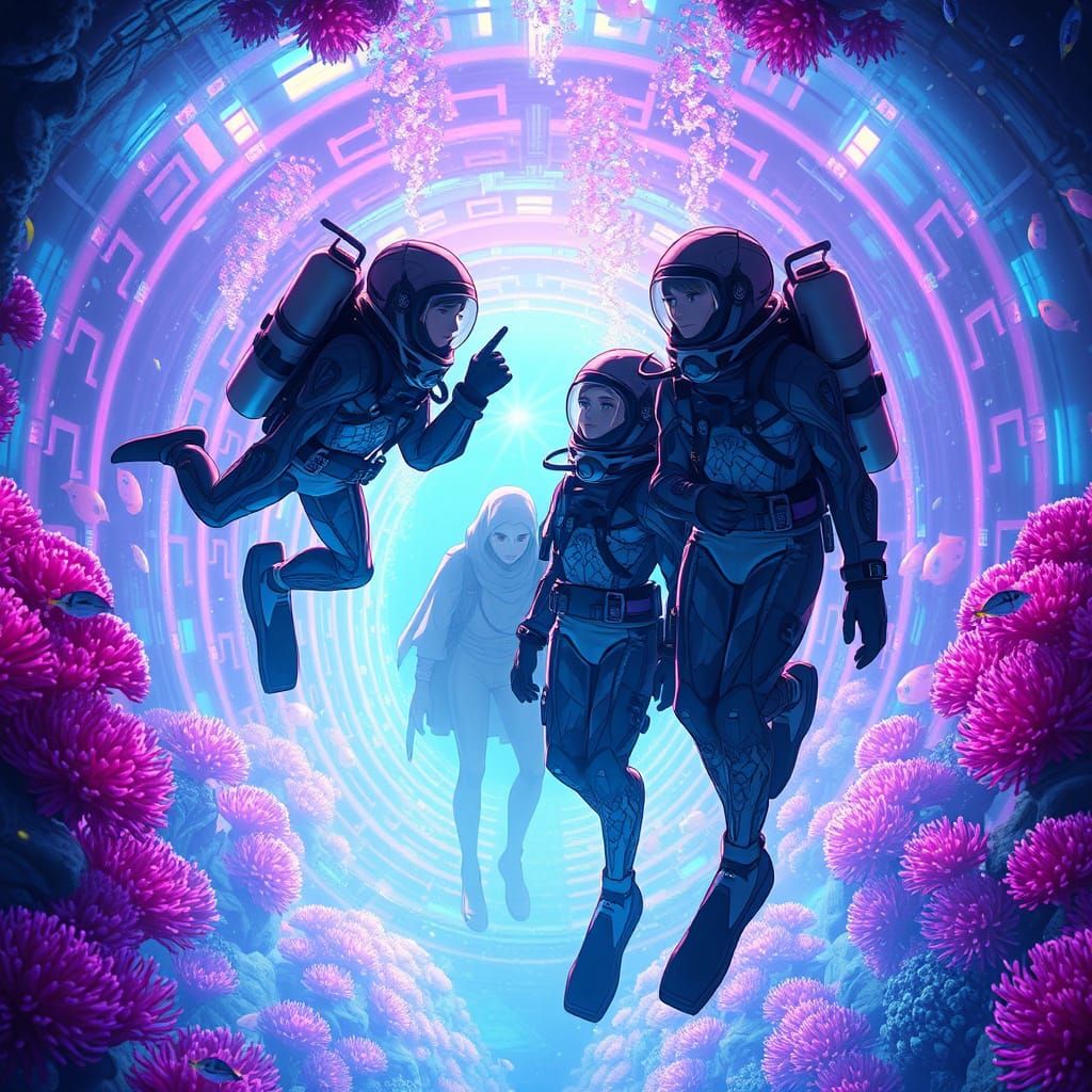 Luminous Dive: Friends in an Anime-Style Underwater World