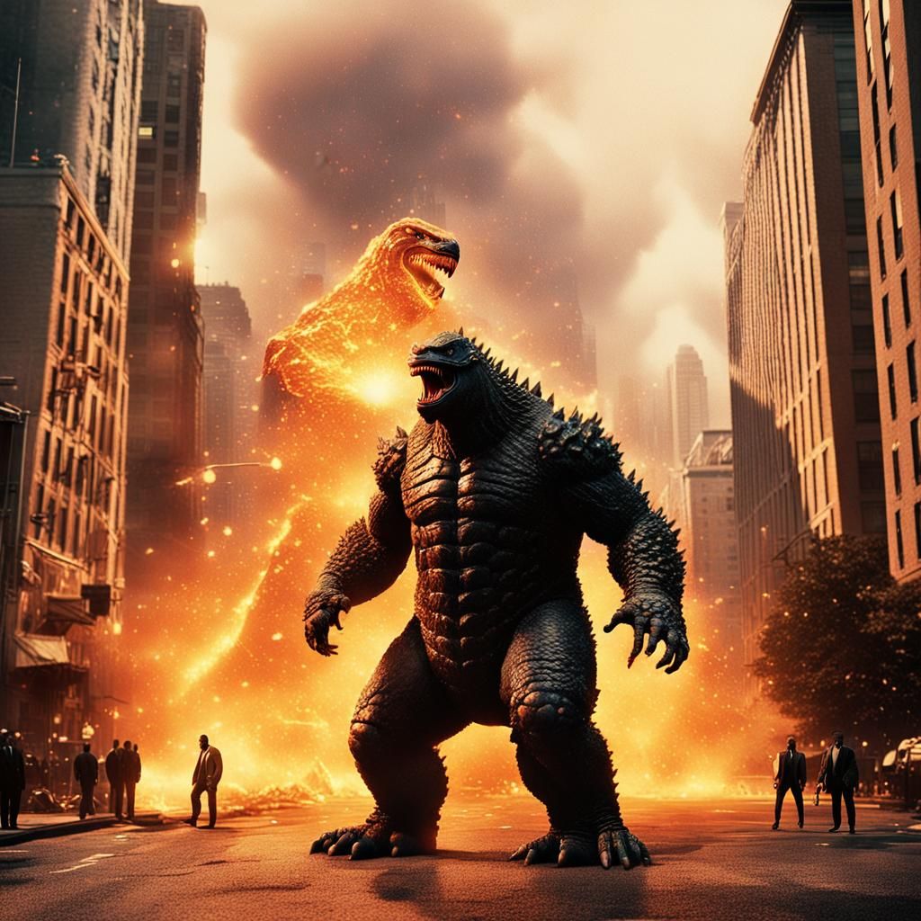 Godzilla Meets Shaq in Epic Street Battle