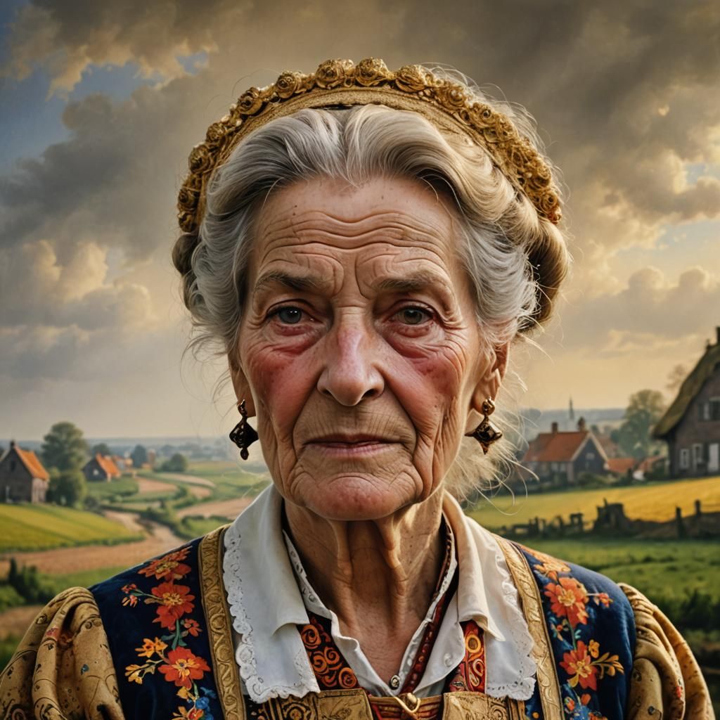Dutch Realism Portrait: Arendje Aleman in Traditional Dress