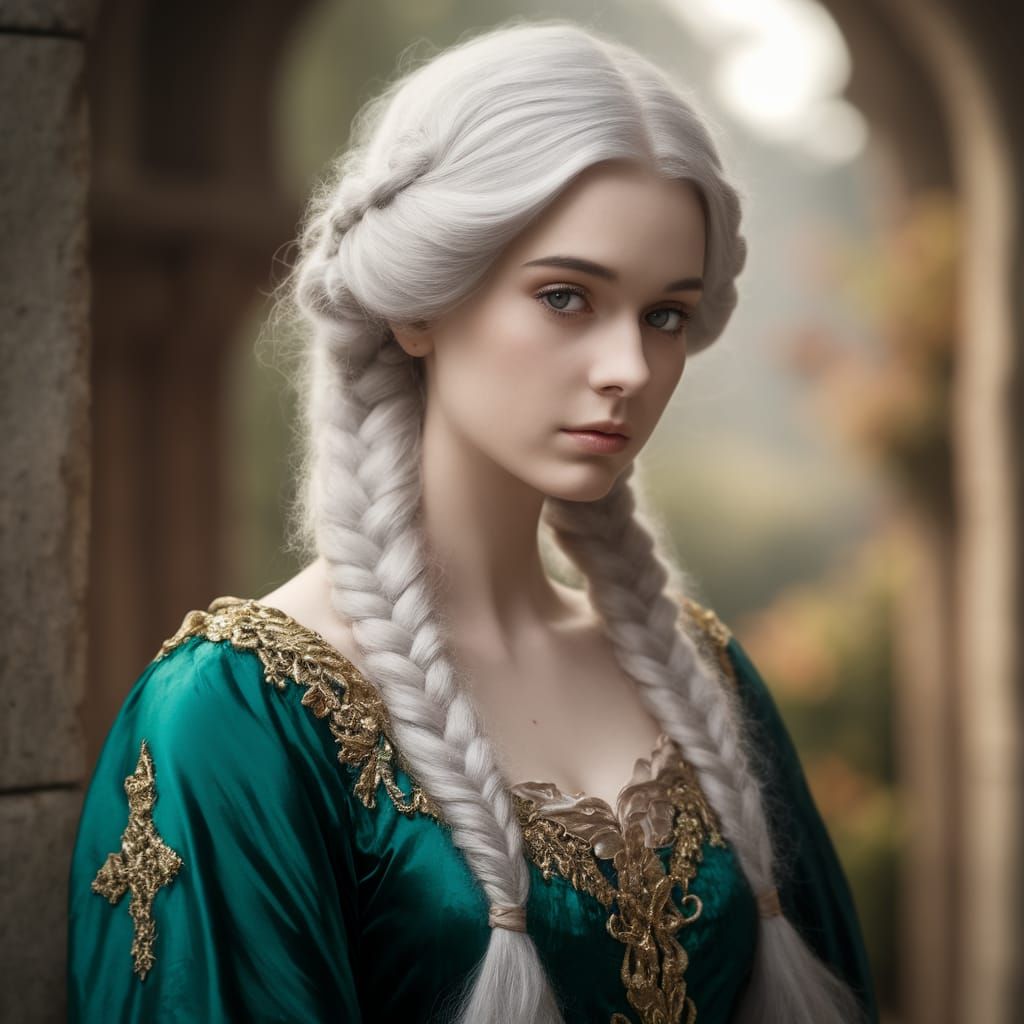 Ethereal Princess in Emerald Gown