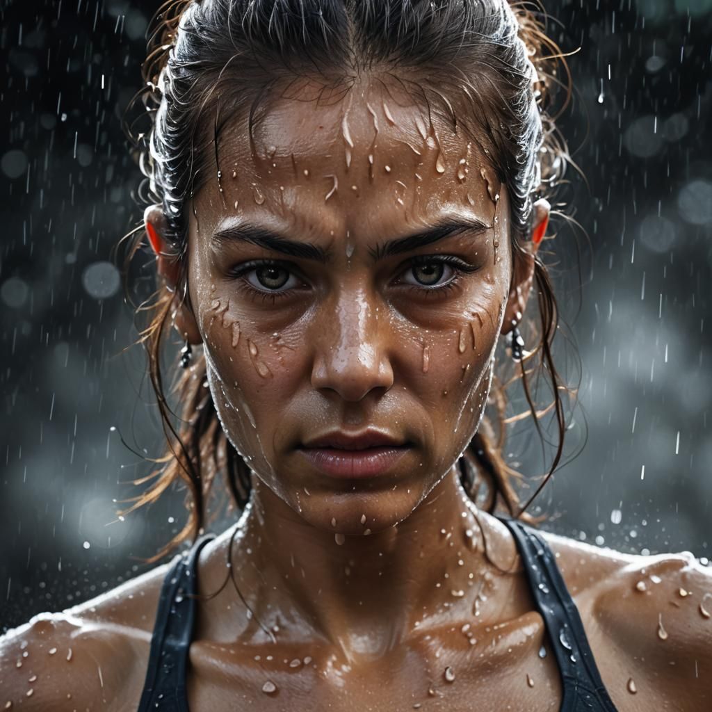 Intense Digital Portrait of Focused Man in Vibrant Colors