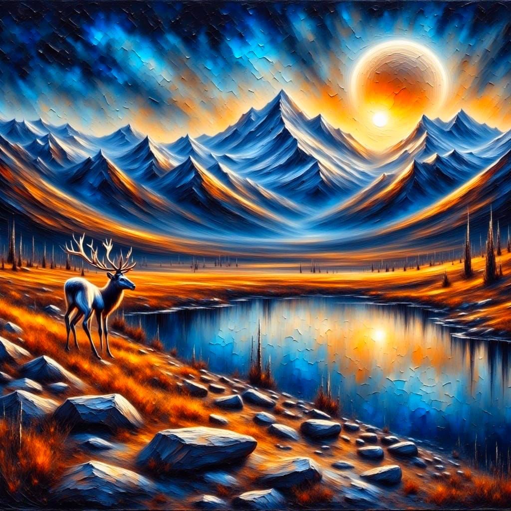 Regal Antelope Under a Full Moon in Wyoming Mountainscape