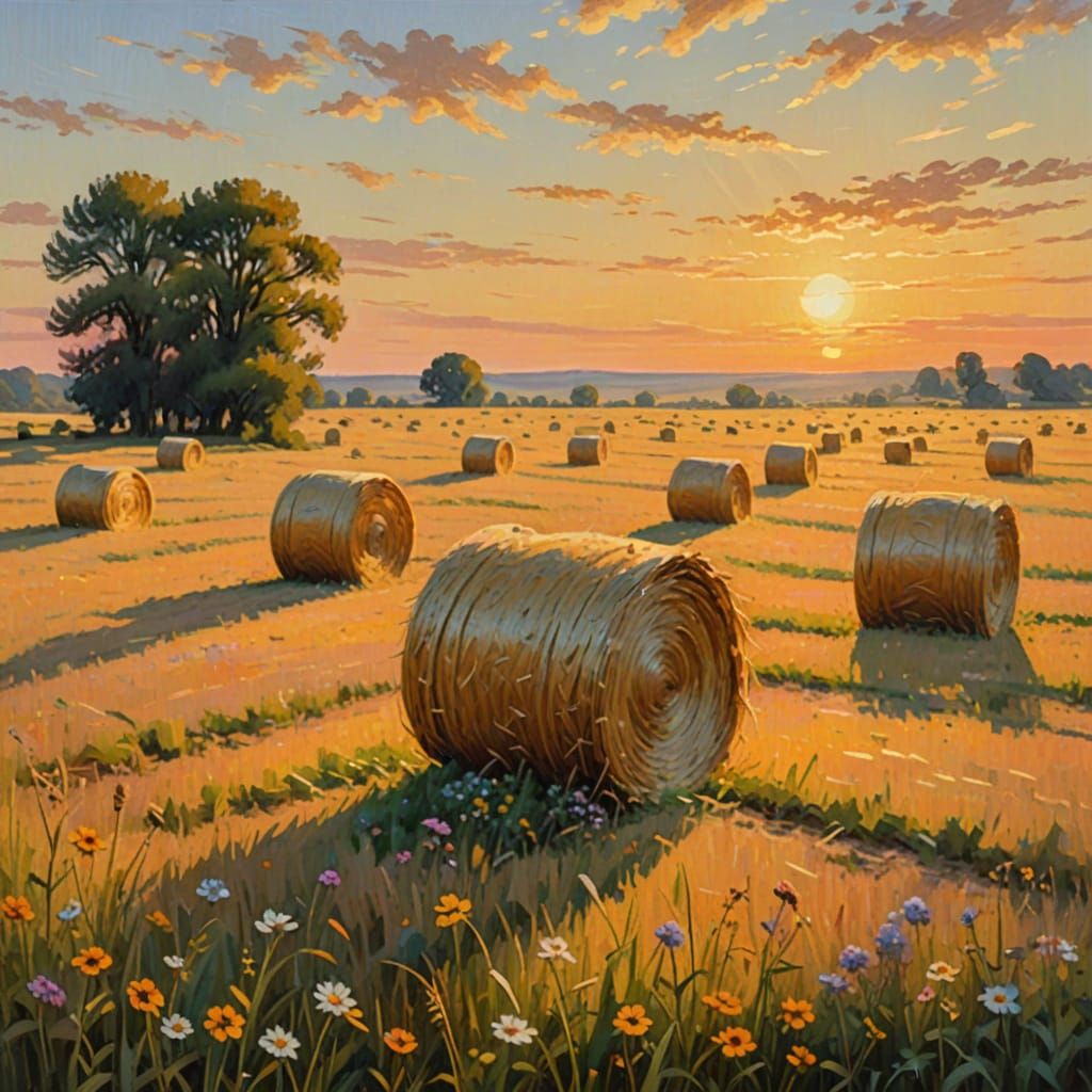 Surreal Golden Fields in Soft Impressionist Light