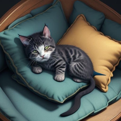 Whimsical Shark Kitten Dreams in Vibrant Fantasy Art