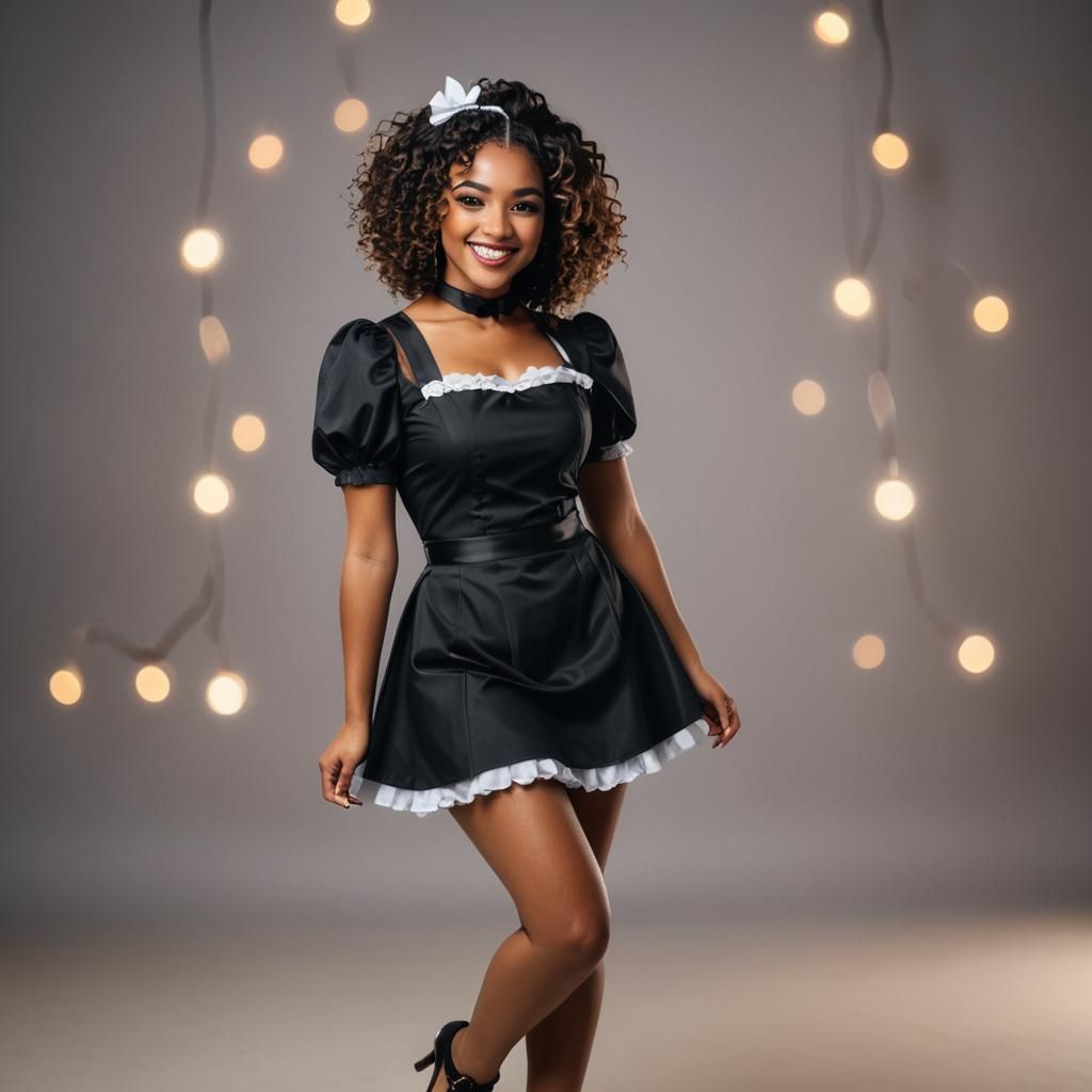 Glamorous Portrait of a Smiling Maid in Studio Lighting