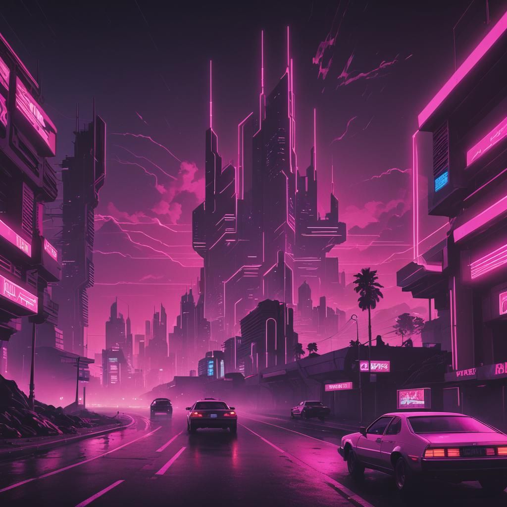 Grimdark Synthwave Neon Retro Visual