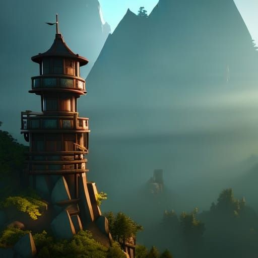 Epic Forest Watch Tower in 3D Game Style
