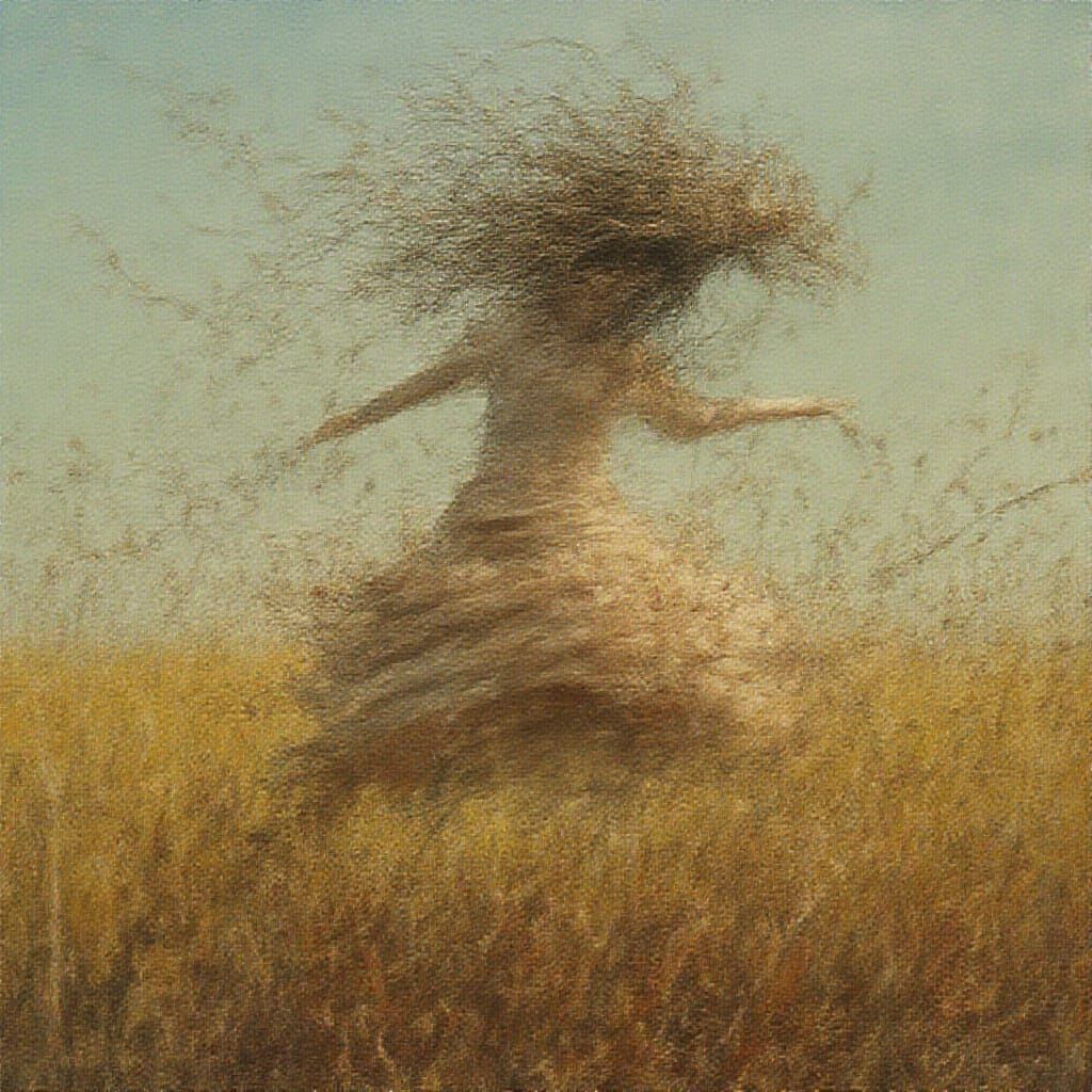 Woman Soaring Freely in Sun-Drenched Field