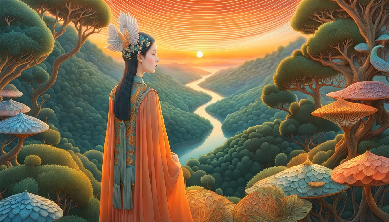 Wizard Woman in Magical Network, Highly Detailed Art