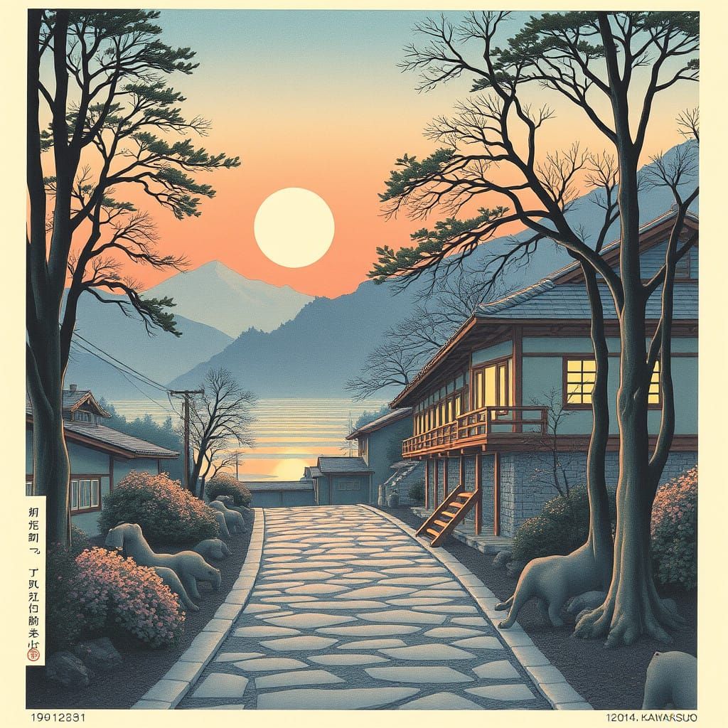 Morning in Yobuko, Hizen, by Kawase Hasui, 1948