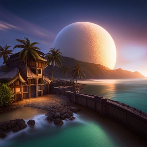 Detailed Matte Painting of a Coconut