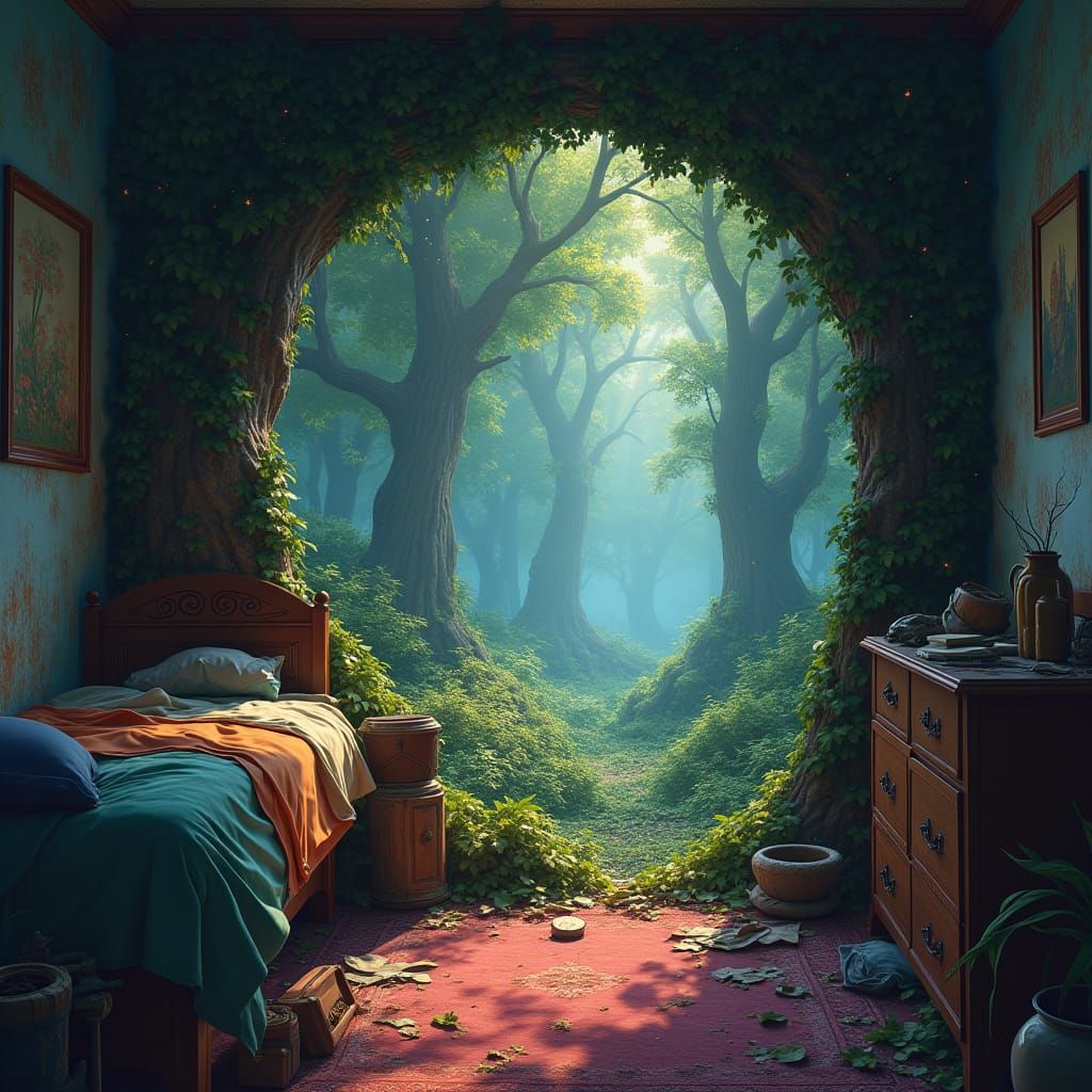 Mystical Forest Portal in Matte Painting Style