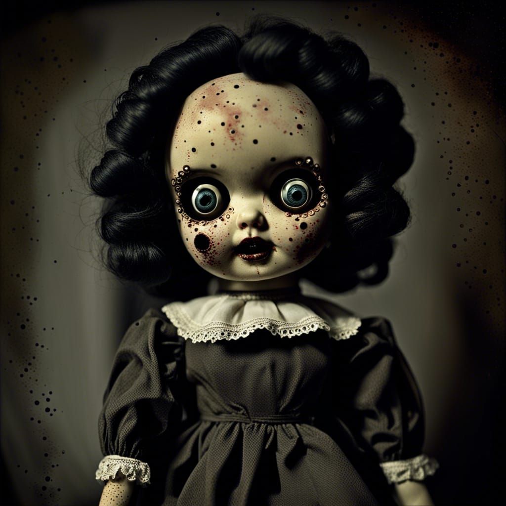 Creepy Horror Doll with Black Hole Eyes