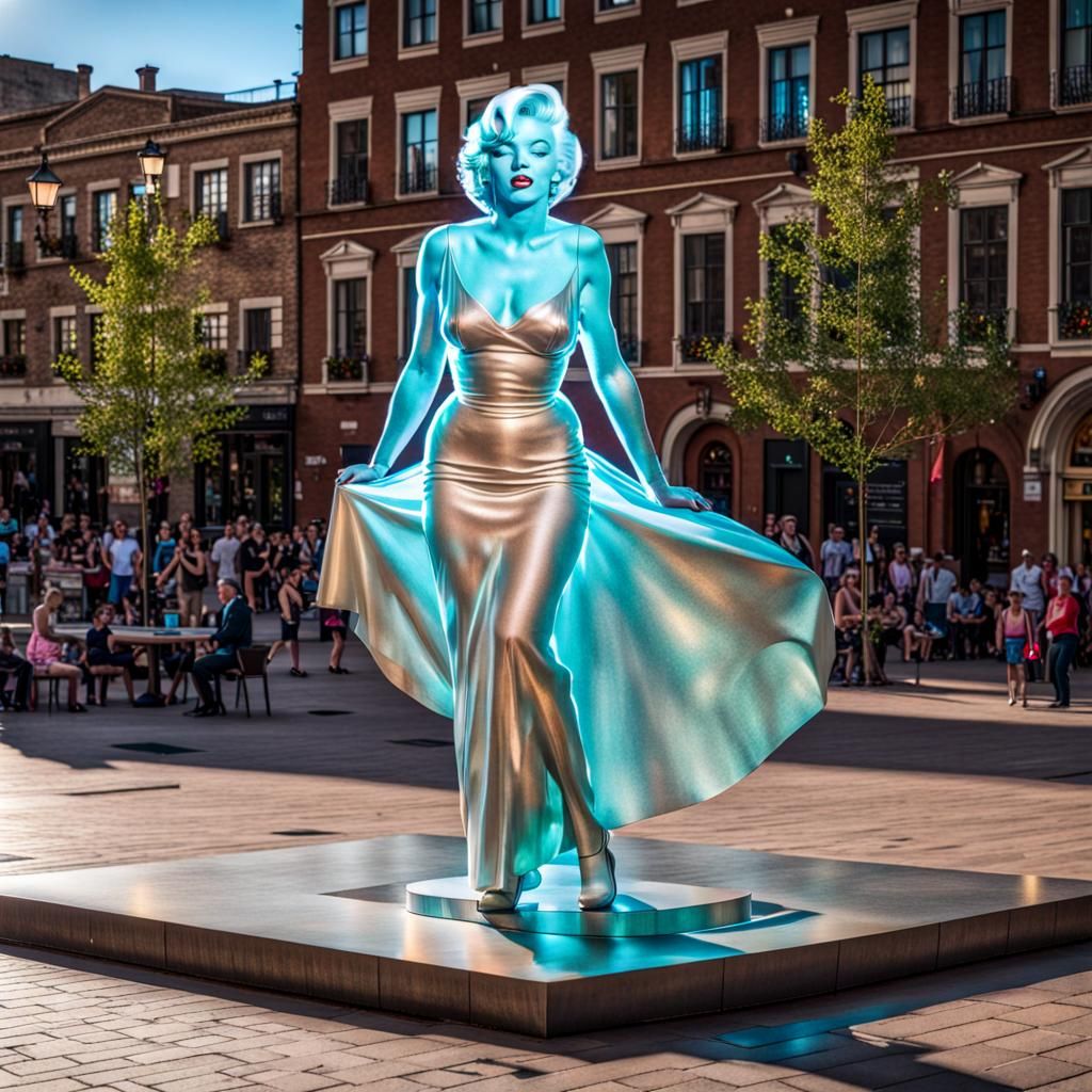 Holographic Marilyn Monroe Statue in Town Square