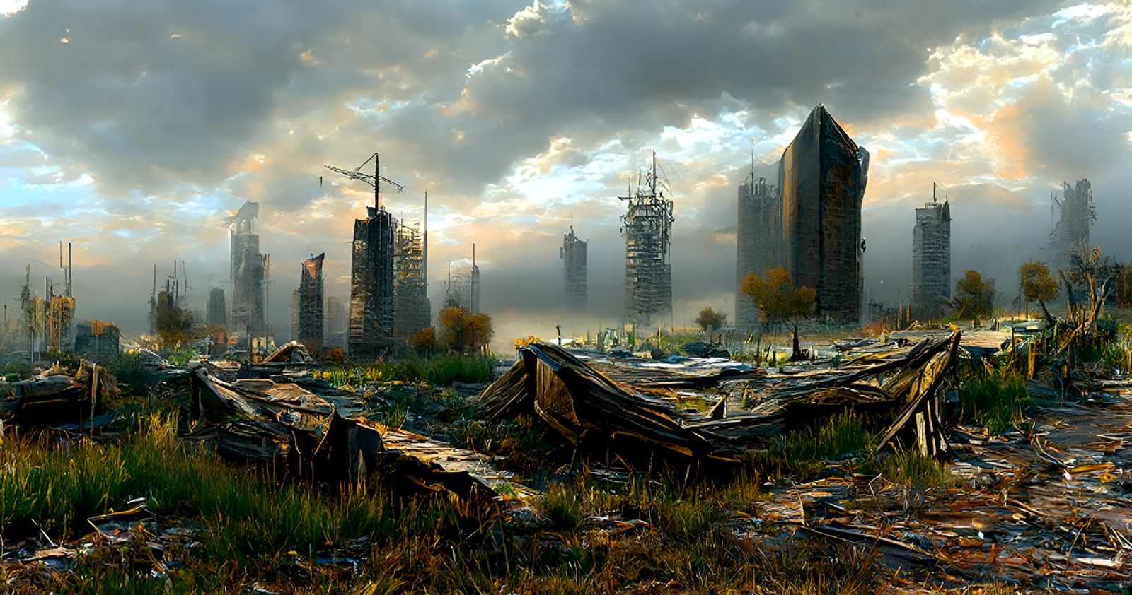 Dystopian Post-Apocalyptic Landscape in Hyperrealistic Style